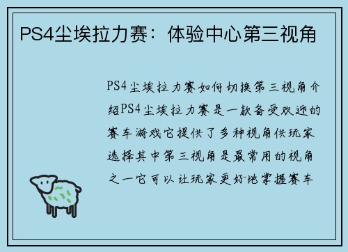 PS4尘埃拉力赛：体验中心第三视角